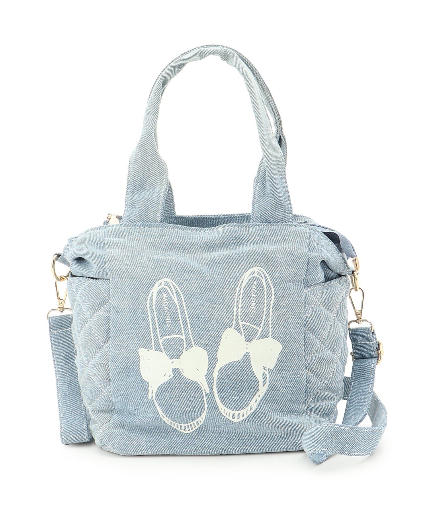fiore fiore/(W)シューズプリントデニムキルトハンドバッグ ファッションバッグプラザ　ラミー バッグ ハンドバッグ ブルー【送料無料】