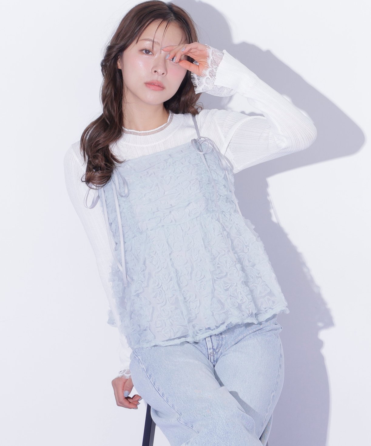 JILL by JILL STUART フラワーチュールキャミブラウス ジル バイ ジル スチュアート トップス シャツ・ブラウス ブルー ベージュ ピンク