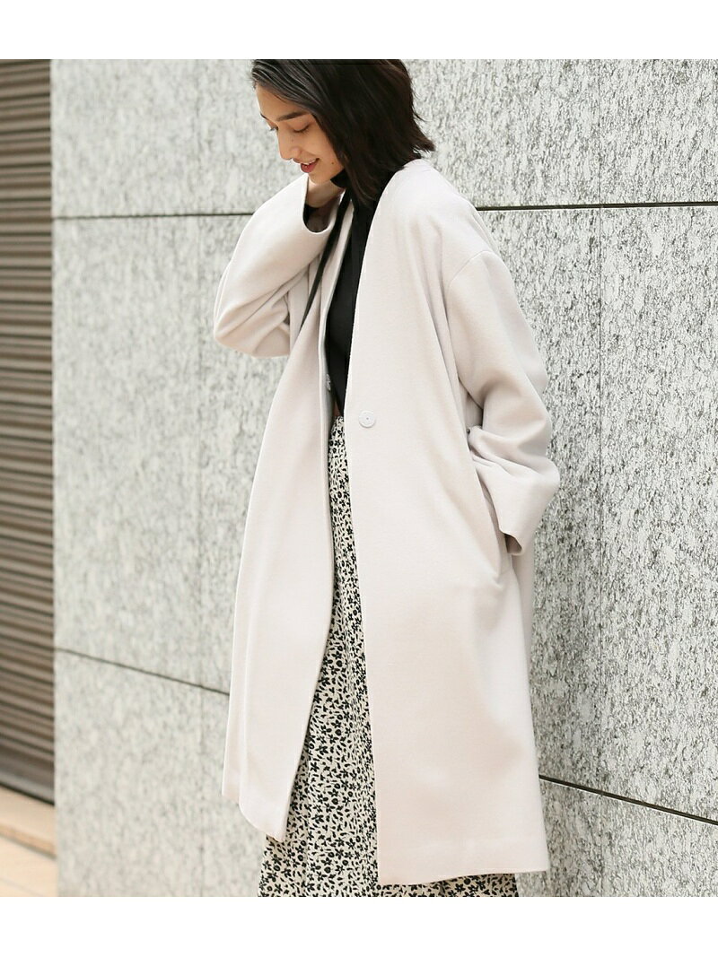 【SALE／70%OFF】ADAM ET ROPE' ベルテッドVネックノーカラーコート アダムエロペ コート/ジャケット チェスターコート グレー ホワイト ベージュ【送料無料】のサムネイル