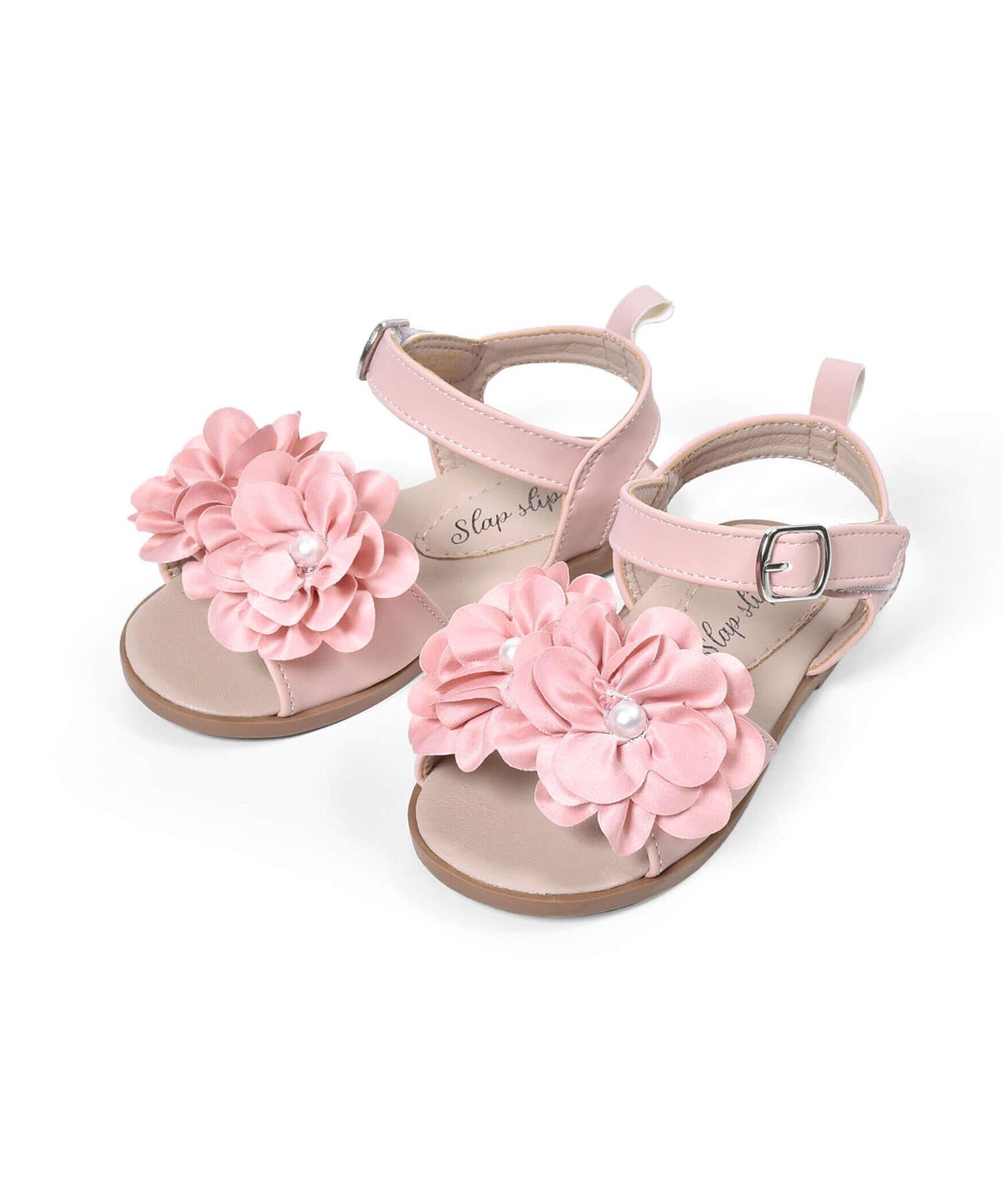 【SALE／50%OFF】SLAP SLIP 花モチーフサンダル(14~18cm) ベベ オンライン ストア シューズ・靴 サンダル ピンク グレーのサムネイル