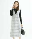 【SALE/20%OFF】MK MICHEL KLEIN(小さいサイズ) 【小さいサイズ】チェック柄ツイードVネックジャンパースカート/洗える メゾンドゥサンク...