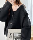 andme リブ編み ボックスシルエット 長袖 ニットカーディガン アンドミー トップス カーディガン ホワイト ブラウン ベージュ グリーン パープル ブラッ...