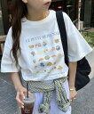 Discoat 【ユニセックス】ブレックファストグラフィックTシャツ ディスコート トップス カットソー・Tシャツ ホワイト ベージュ【送料無料】