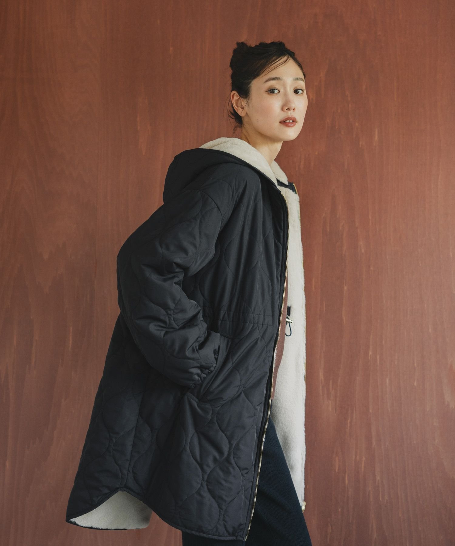 GLOBAL WORK 撥水キルトファーコート/499671 グローバルワーク ジャケット・アウター ブルゾン・ジャンパー ブラック ブラウン【送料無料】のサムネイル