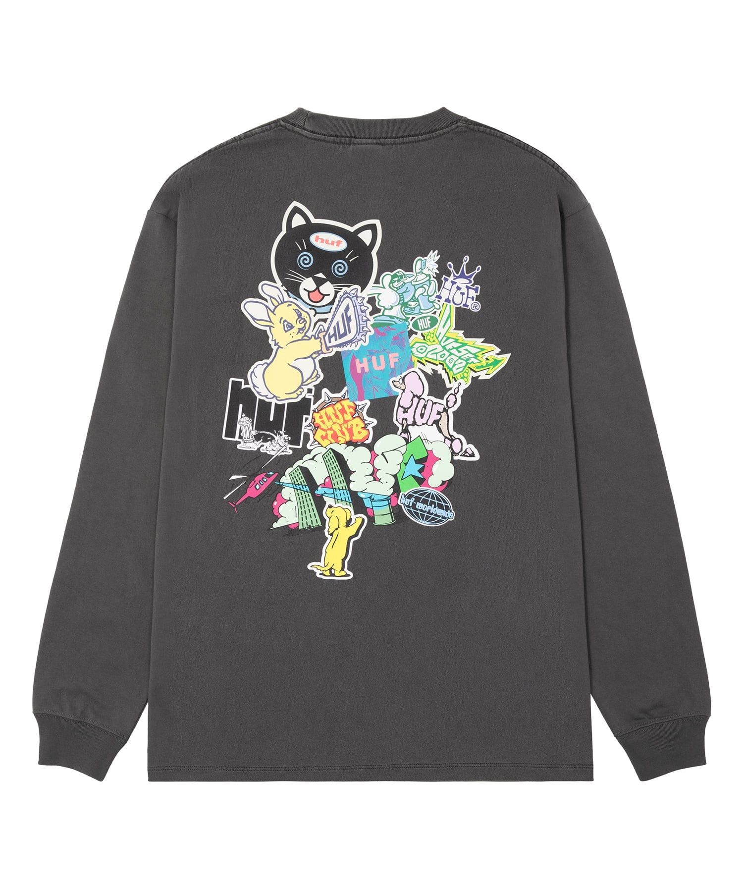 HUF STICKER LS TEE / HUF ハフ Tシャツ ロンT ハフ トップス カットソー・Tシャツ ブラック ホワイト【送料無料】