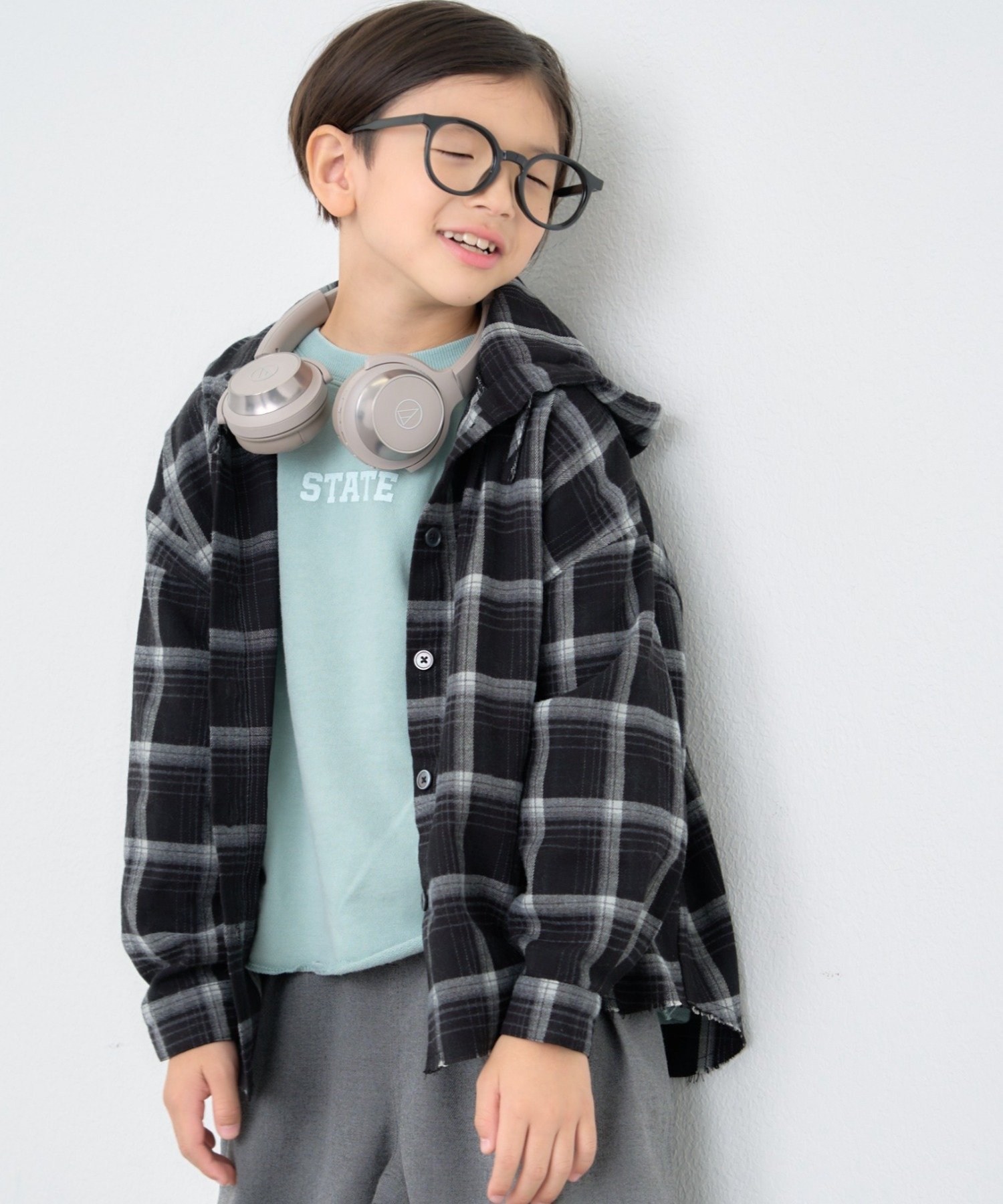 CIAOPANIC TYPY 【KIDS】【ジュニアサイズあり】裾断ち切り微起毛チェックフードシャツ チャオパニックティピー トップス シャツ・ブラウス ブラウン ブラック【送料無料】のサムネイル