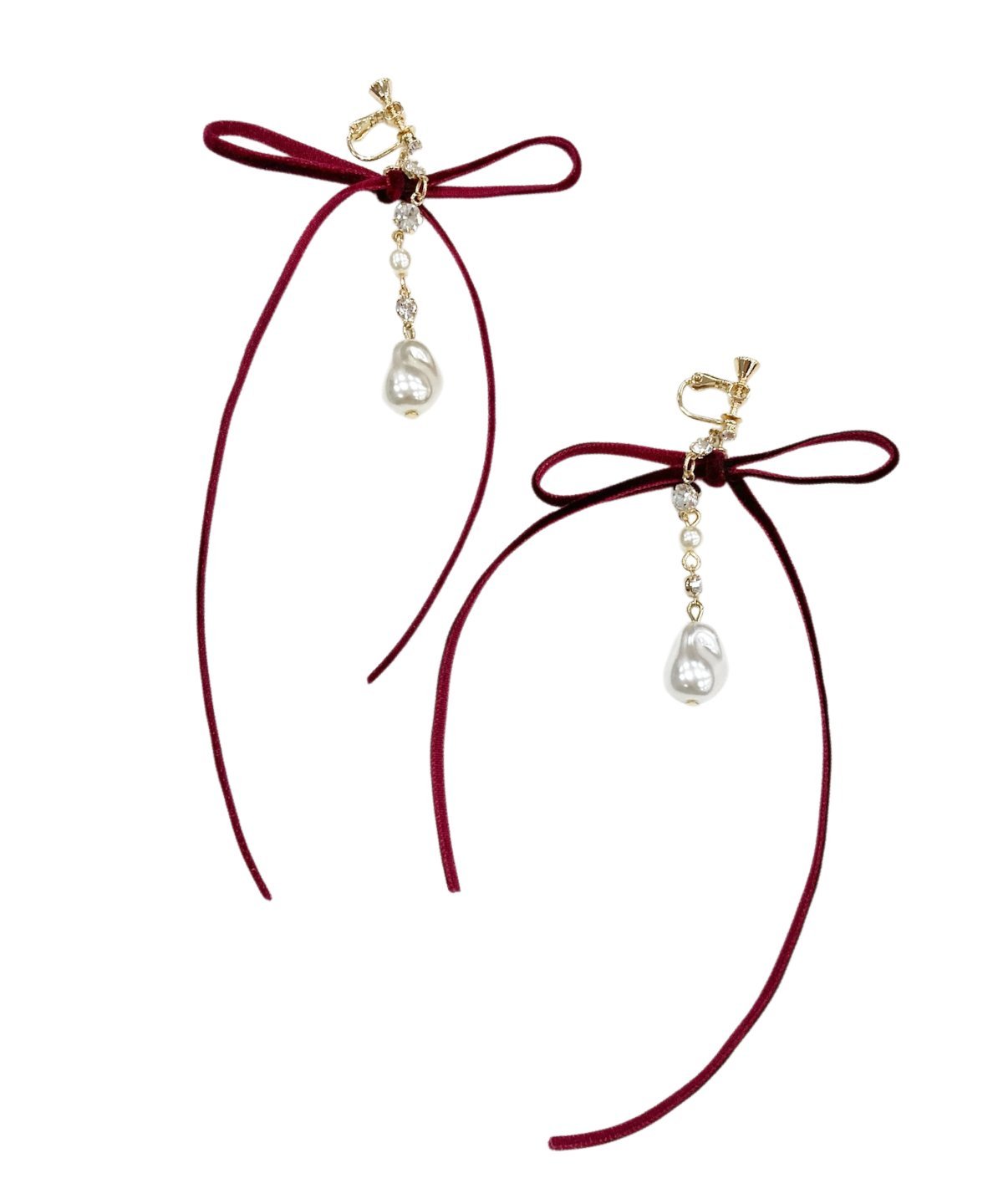 WILLSELECTION ロングベロアリボンパールイヤリング ウィルセレクション アクセサリー・腕時計 ピアス ブラック【送料無料】