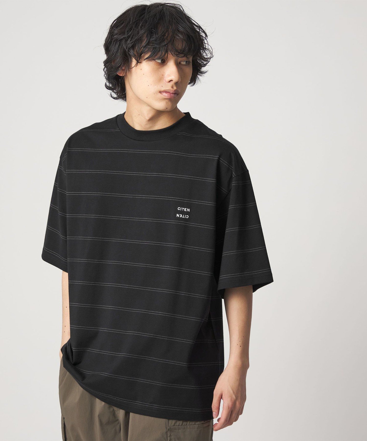＜CITEN＞ピンボーダーT シテン トップス カットソー・Tシャツ グレー ネイビー ホワイト ブラック