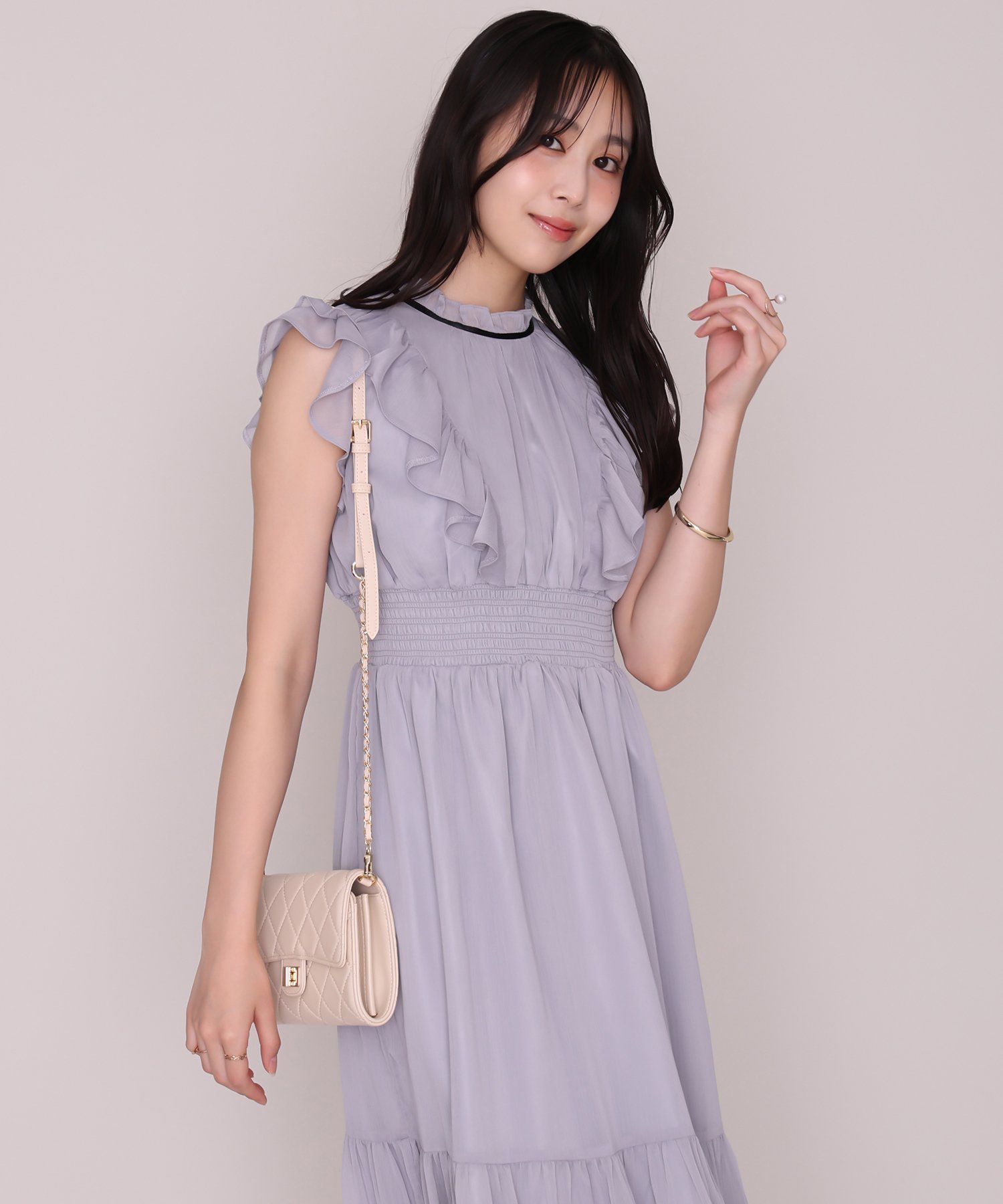 MISCH MASCH ギャザーフリルティアードワンピース MM637407 ミッシュマッシュ ワンピース・ドレス ワンピース ブルー ブラック