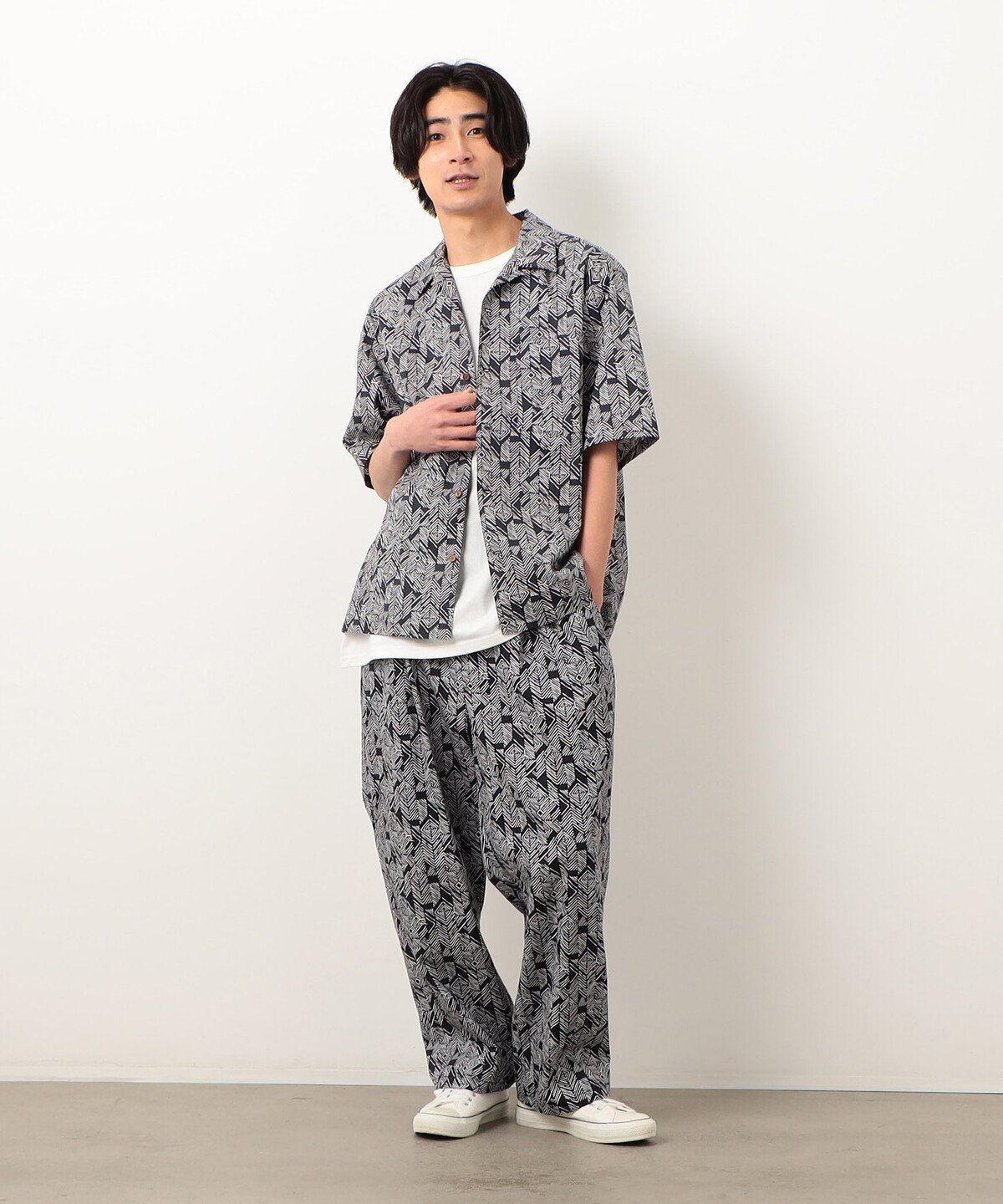【SALE／70%OFF】Purple&Yellow コットン アフリカン柄 プリントシャツ コムサイズム トップス シャツ・ブラウス ブラック