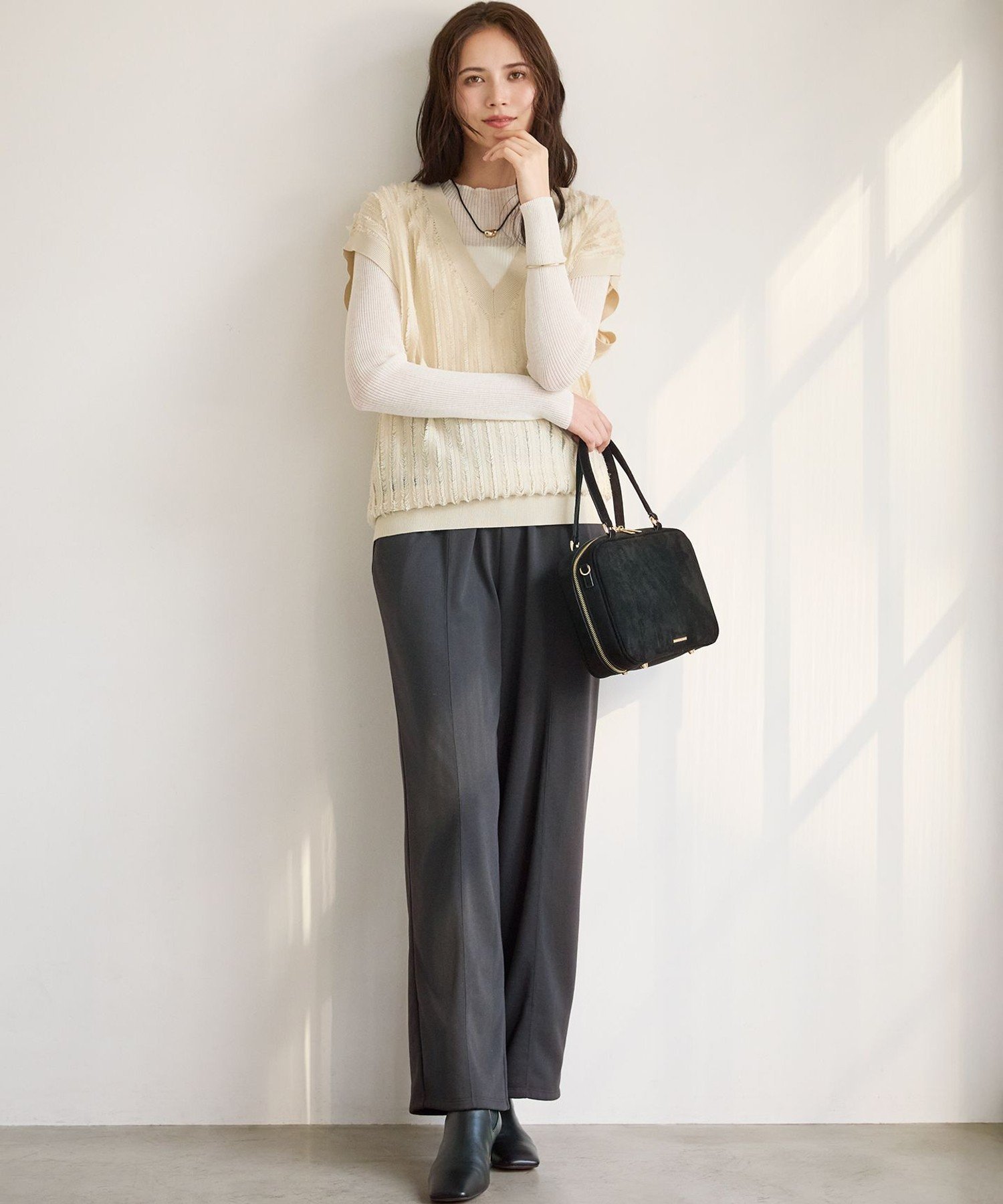 23区 L 【SLOW/一部店舗限定】コットンライクテリー イージー パンツ ニジュウサンク パンツ その他のパンツ ベージュ グレー