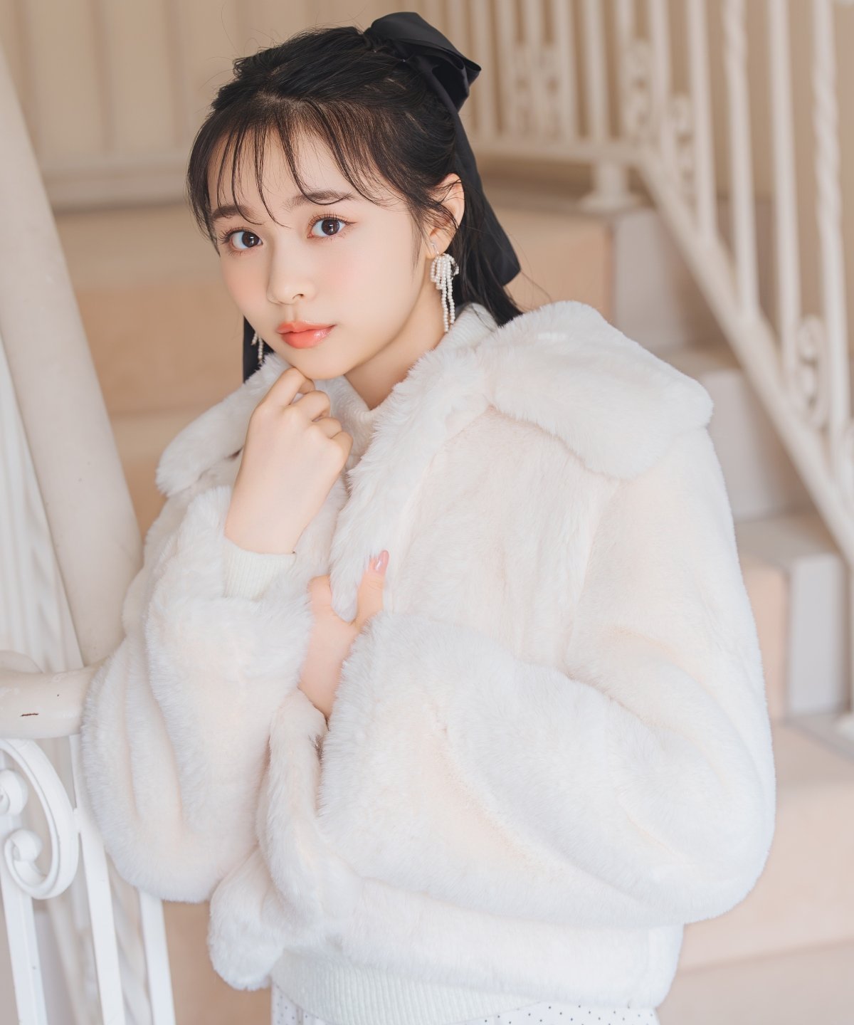 WILLSELECTION ステンカラーエコファーショートジャケット ウィルセレクション ジャケット・アウター ブルゾン・ジャンパー ベージュ ホワイト【送料無料】