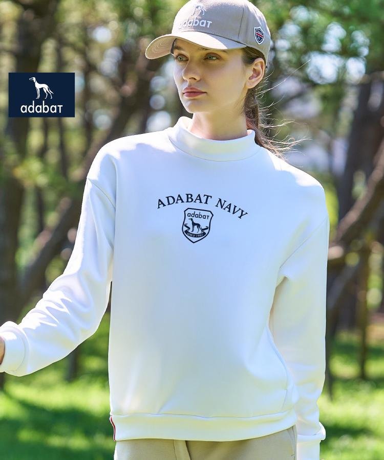 adabat 【ADABAT NAVY】裏起毛エンブレムロゴモックプルオーバー アダバット トップス カットソー・Tシャツ ワインレッド ネイビー ホワイト【送料無料】