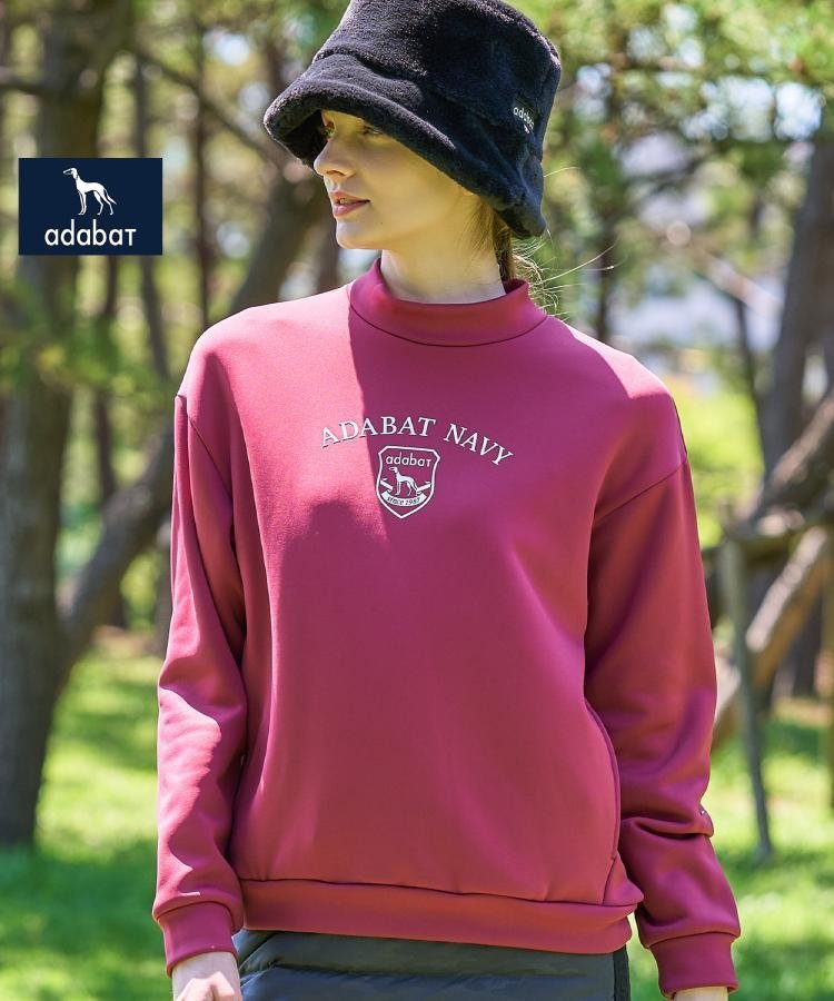 【ADABAT NAVY】裏起毛エンブレムロゴモックプルオーバー アダバット トップス カットソー・Tシャツ ワインレッド ネイビー ホワイト