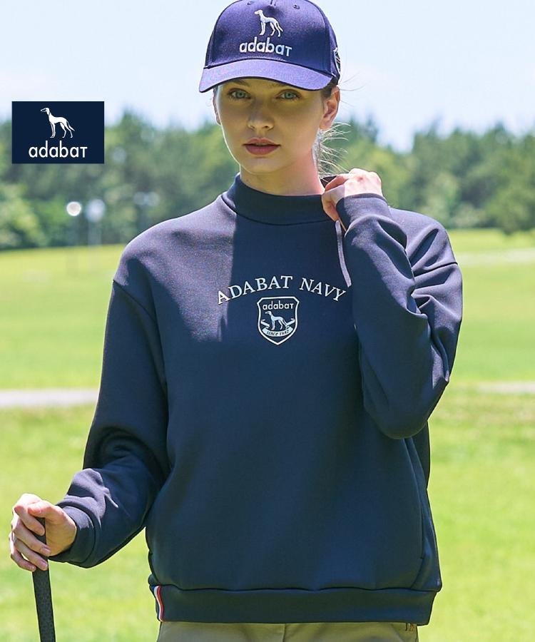 【ADABAT NAVY】裏起毛エンブレムロゴモックプルオーバー アダバット トップス カットソー・Tシャツ ワインレッド ネイビー ホワイト