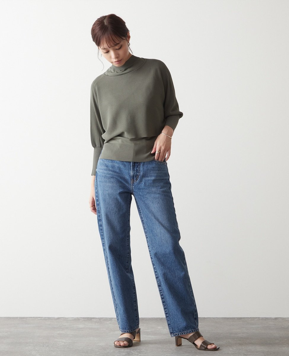 Liesse ショート丈アンサンブルニット リエス トップス ニット グリーン ネイビー