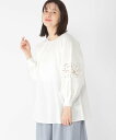 【SALE/50%OFF】studio CLIP 袖刺繍ボートネックブラウス スタディオクリップ トップス シャツ・ブラウス ネイビー ホワイト グリーン