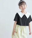 ROPE' PICNIC KIDS セーラーカラークロップドプルオーバー/接触冷感 ロペピクニック トップス カットソー・Tシャツ ブラック ホワイト