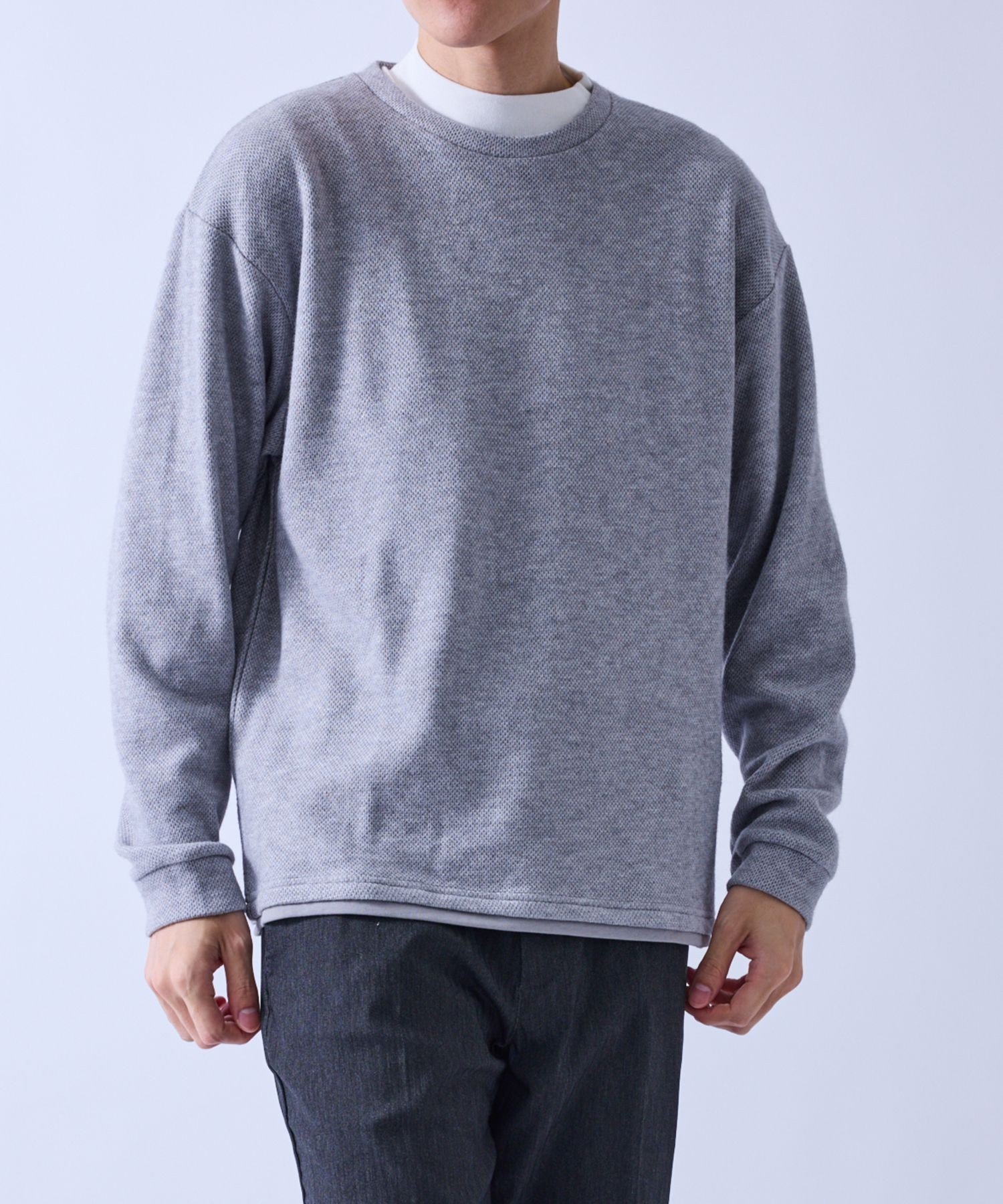 j.n.r.d 起毛フェイクレイヤード ジュン スタンダード ピックス トップス カットソー・Tシャツ ホワイト ネイビー グレー グリーン