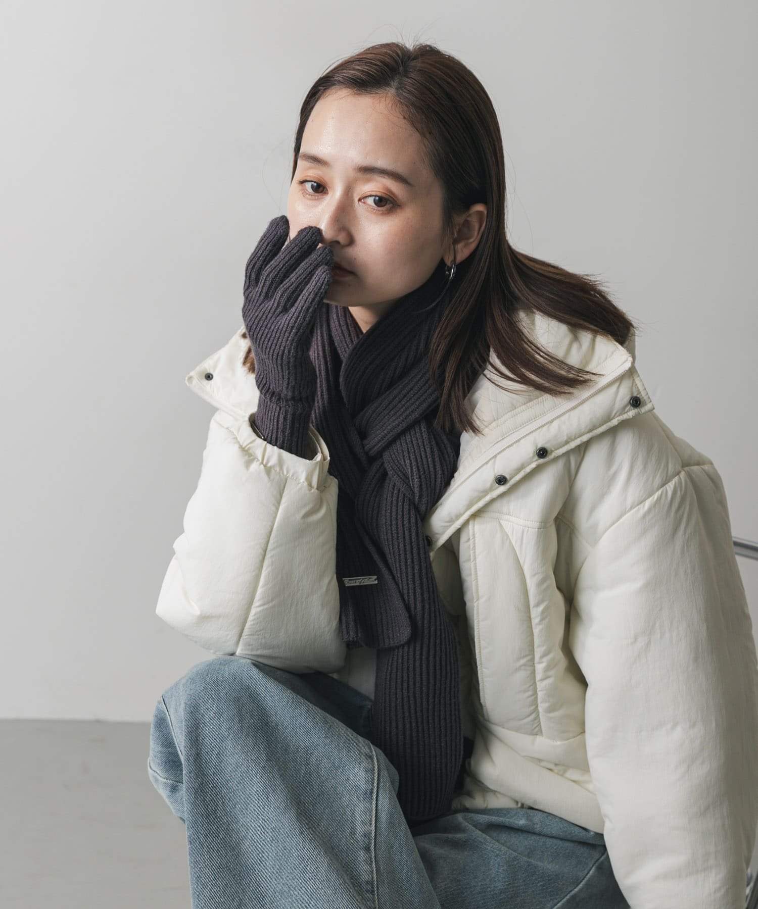 SENSE OF PLACE モチモチニットグローブ センス オブ プレイス ファッション雑貨 手袋 グレー レッド