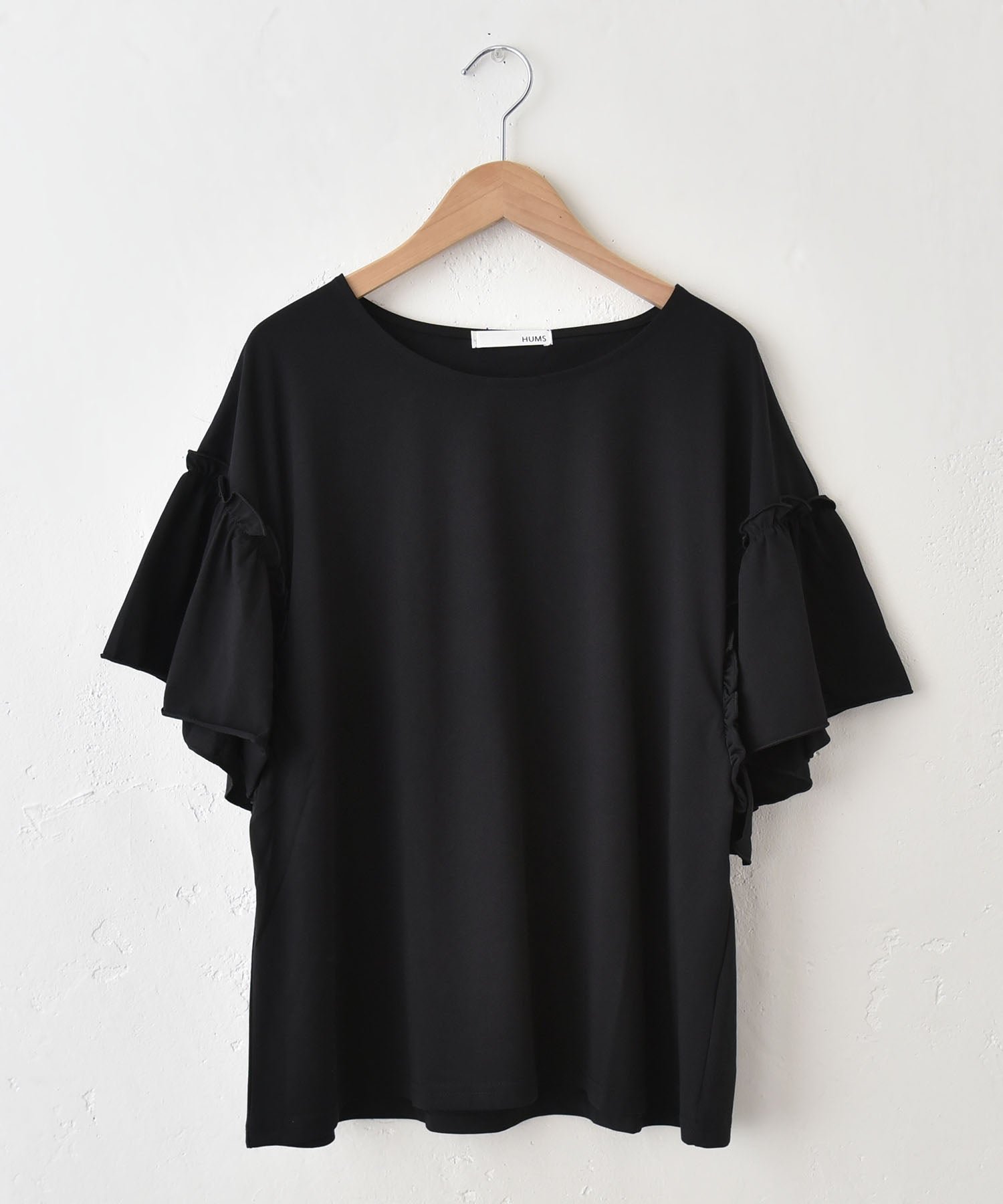 HUMS HUMS｜Aライン袖フリルT [[50032162]][C] ハグハグ トップス カットソー・Tシャツ ホワイト ブラック