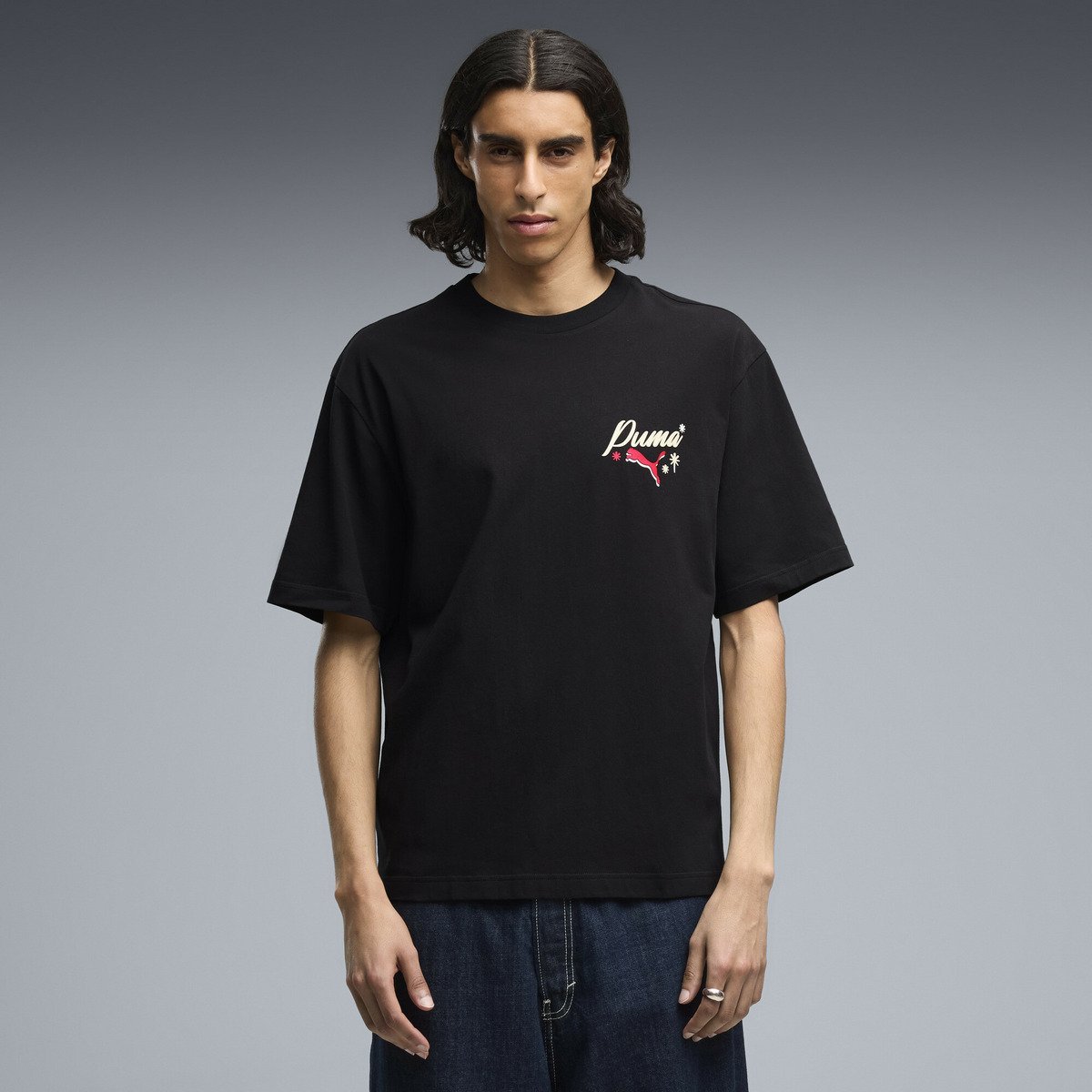 メンズ グラフィック チャンピオン ボクシー 半袖 Tシャツ GRAPHIC Champions Boxy Tee プーマ トップス カットソー・Tシャツ ブラック