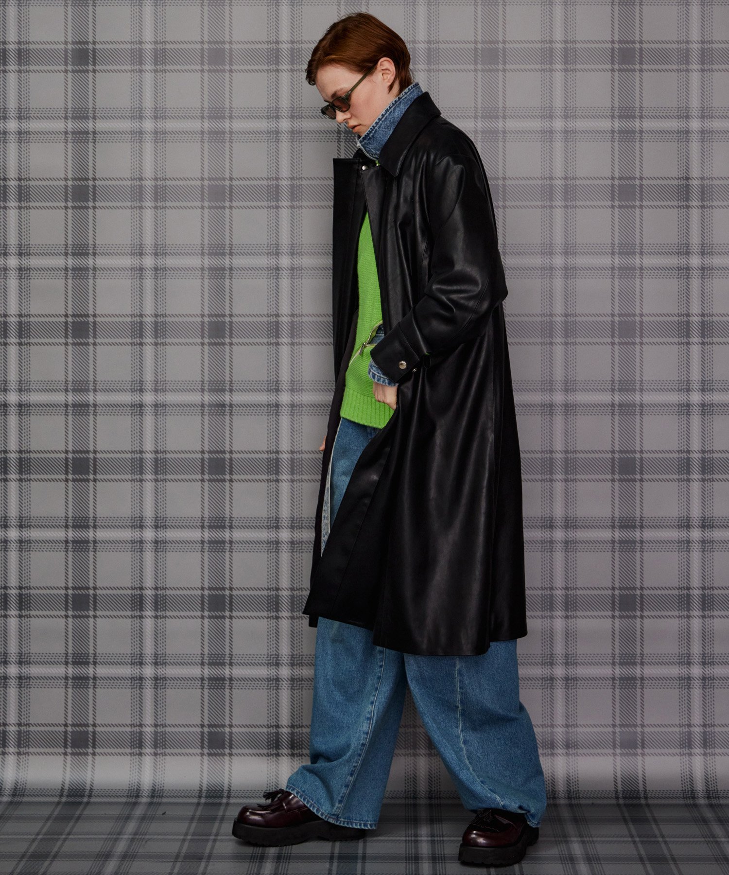 MAISON SPECIAL Stand Collar Leather Long Coat メゾンスペシャル ジャケット・アウター その他のジャケット・アウター ブラウン ブラック
