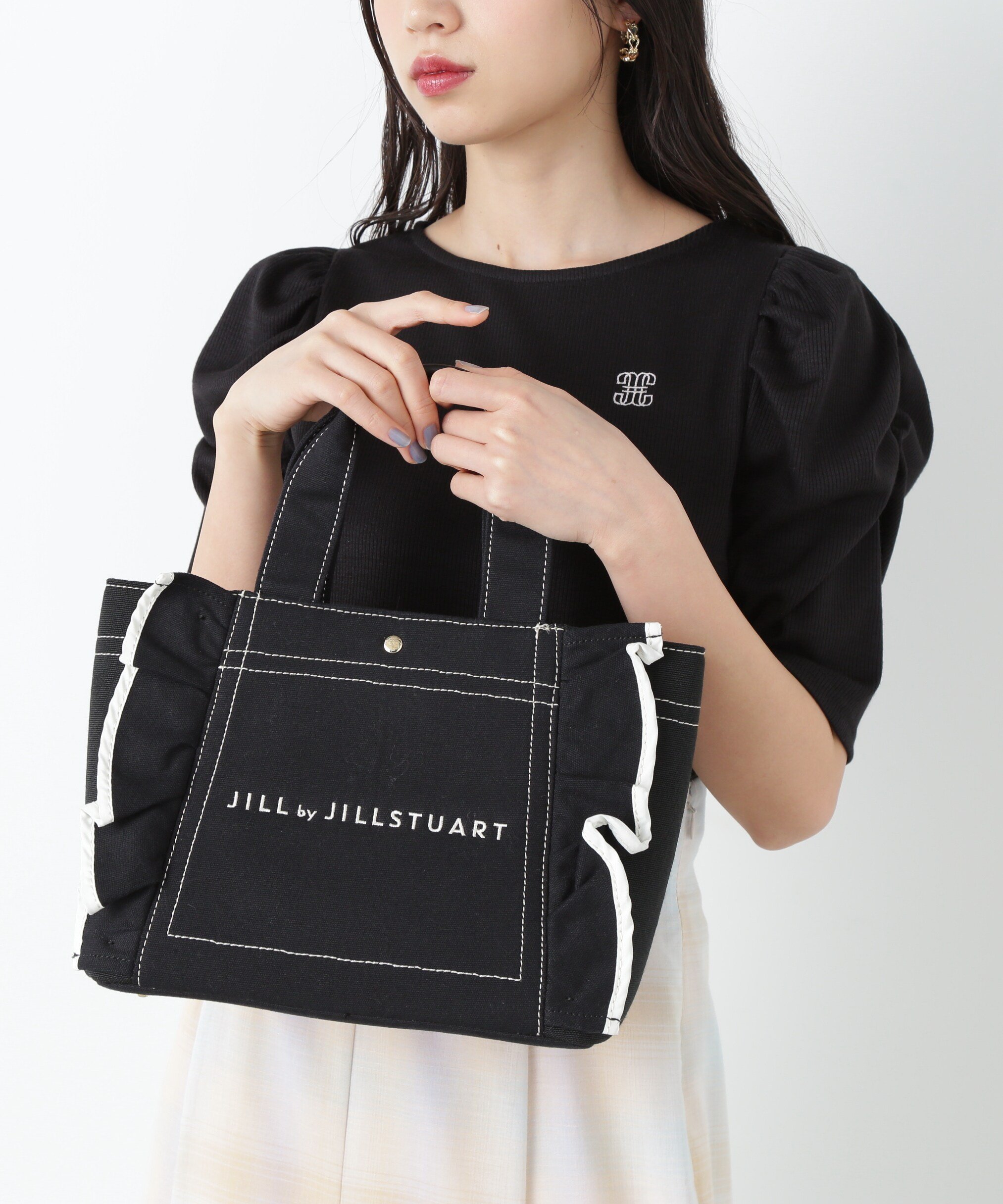 JILL by JILL STUART フリルトート小 ジル バイ ジル スチュアート バッグ その他のバッグ ホワイト ブラック ブラウン【送料無料】 2