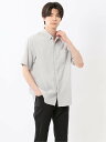 【SALE/20%OFF】TAKA-Q リネン混 楊柳 ボタンダウン半袖シャツ タカキュー トップス シャツ・ブラウス ネイビー グレー