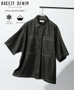 RAGEBLUE 【BREEZY DENIM/ブリージーデニム】ステッチデニムシャツ【セットアップ対応】 レイジブルー トップス その他のトップス ブラック ネ...