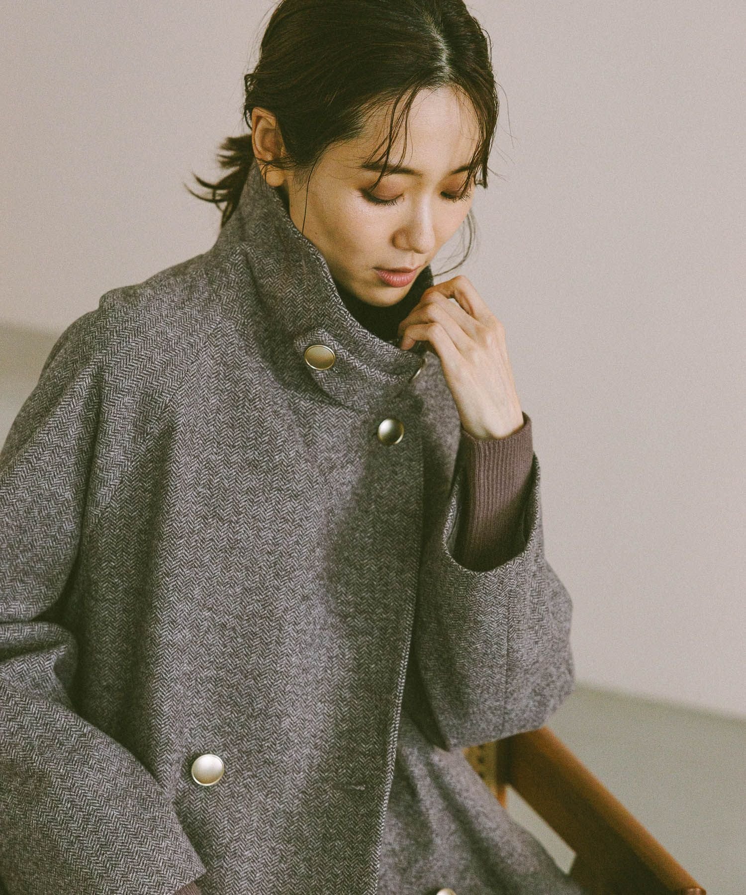 GLOBAL WORK 軽やかストレッチ襟2WAYミドルコート/499658 グローバルワーク ジャケット・アウター チェスターコート ブラウン グレー ネイビ...