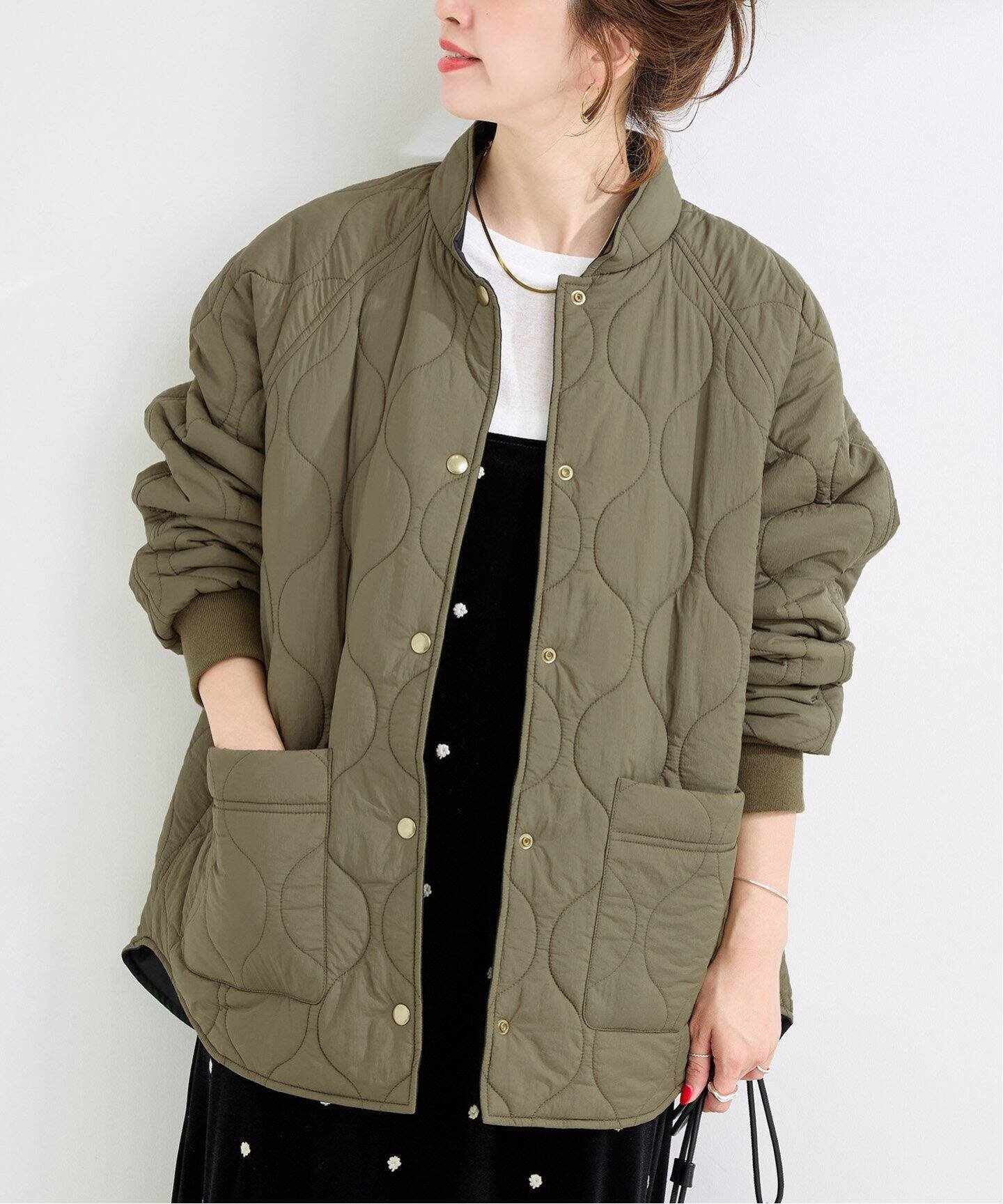 B.C STOCK ウォッシャブル / キルティングリバーシブルブルゾン ベーセーストック ジャケット・アウター ブルゾン・ジャンパー カーキグリーン ベージュ ブラック【送料無料】のサムネイル