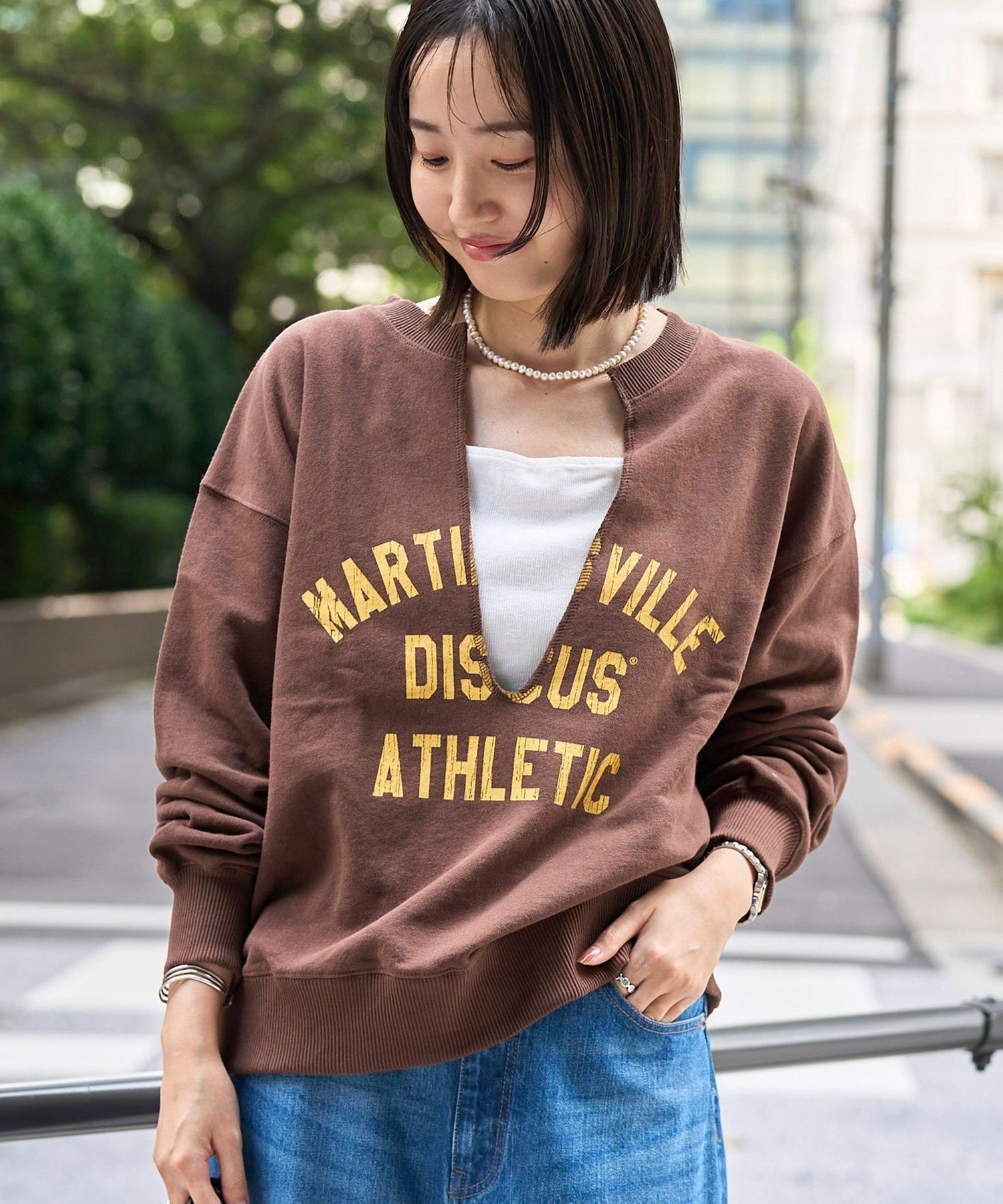 coen 【WEB限定・DISCUS(ディスカス) 】スキッパーUネック裏毛スウェット コーエン トップス スウェット・トレーナー ブラック ホワイト ブラウン【送料無料】のサムネイル