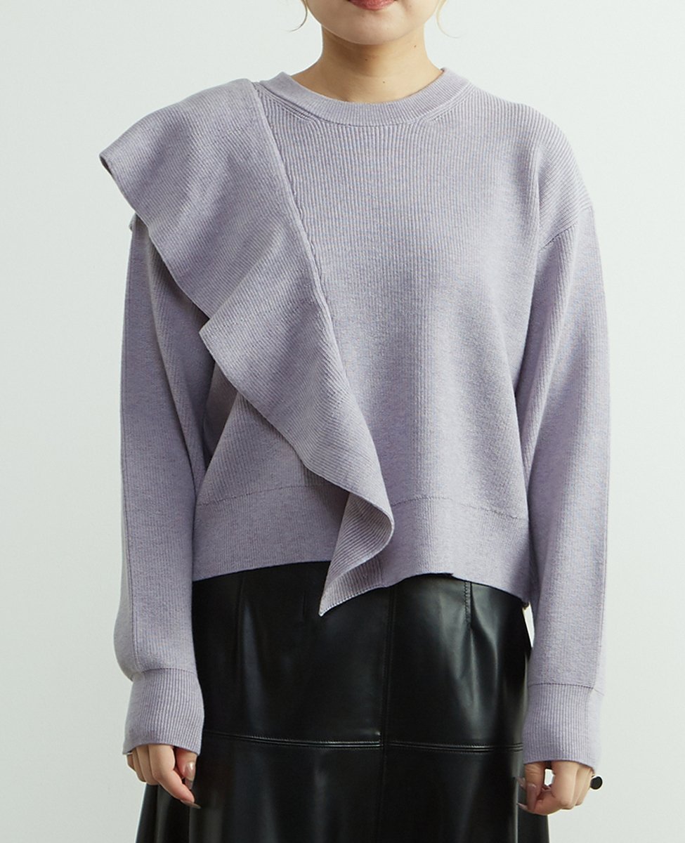 Soffitto フリル付きニット ソフィット トップス ニット パープル ホワイト ネイビー【送料無料】