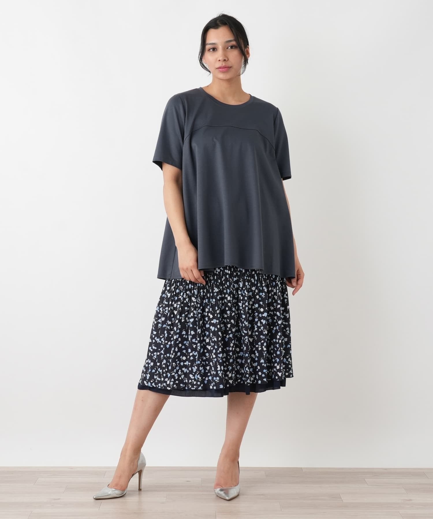Leilian PLUS HOUSE 【店頭人気】カットソー【Rich 1-mile】 レリアン プラスハウス トップス カットソー・Tシャツ ホワイト ネイビー