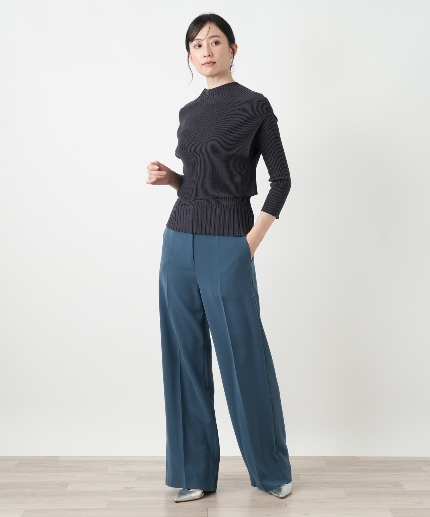Leilian 2WAYハイネックニット レリアン トップス ニット ブラック