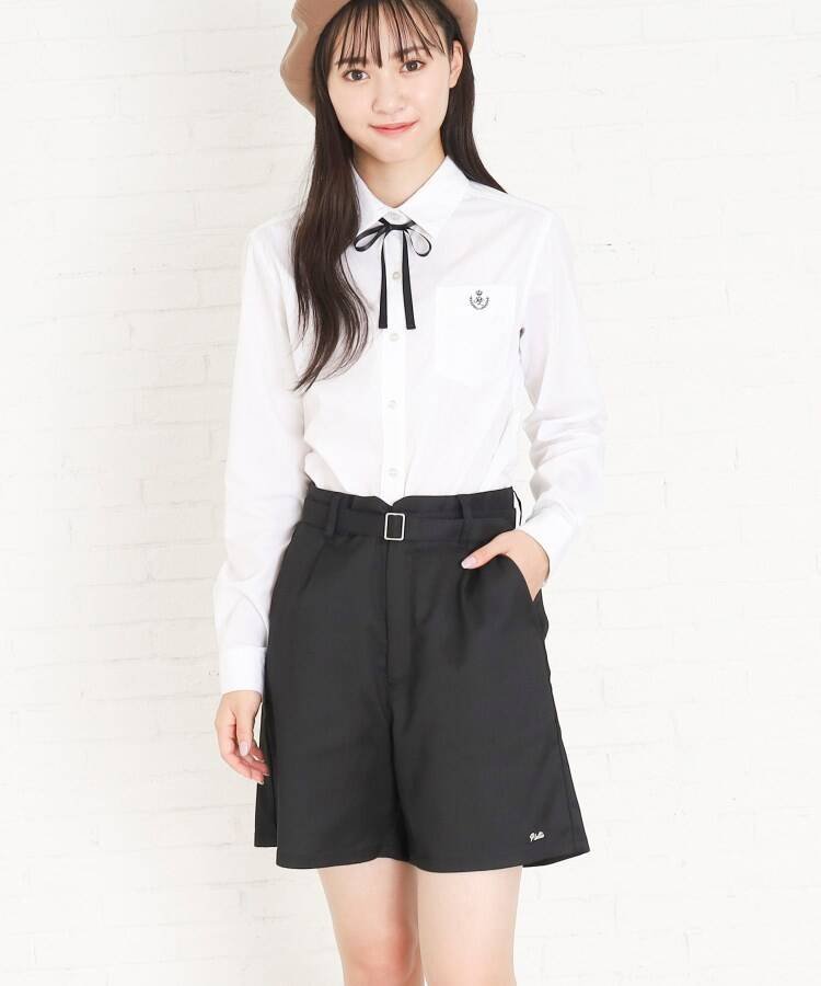 【SALE／30%OFF】PINK-latte 【入卒・セレモニー・卒服】リボンタイ付きハイウエストキュロット ピンク ラテ パンツ その他のパンツ ブラック グレーのサムネイル