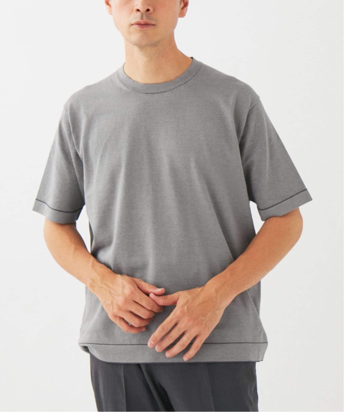 マイクロ ボーダー ニット Tシャツ エディフィス トップス カットソー・Tシャツ ブラック グレー