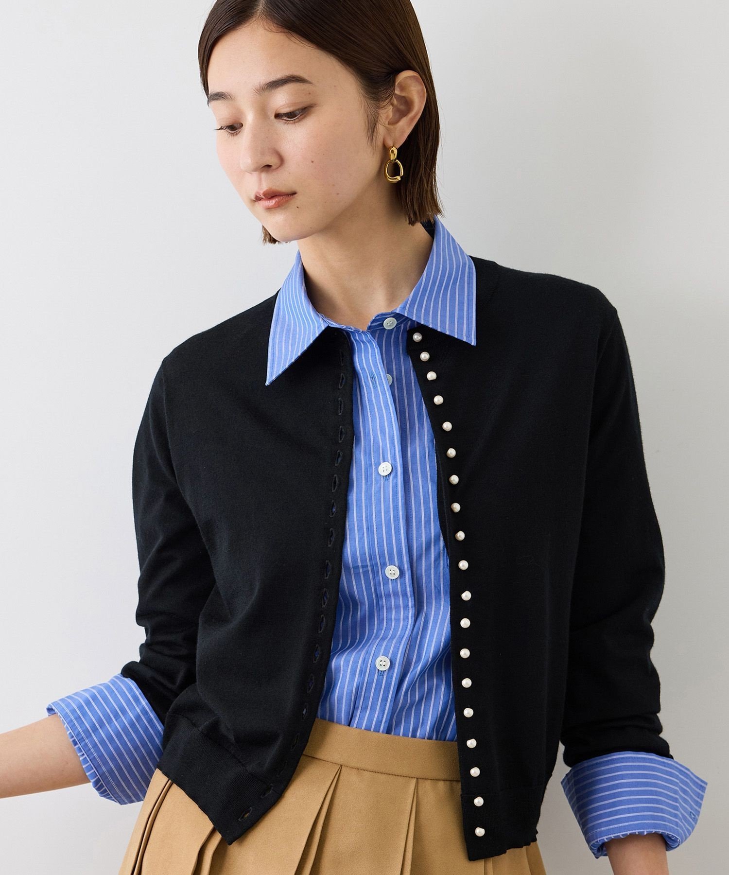 ' コットンストライプシャツ/イージーケア【J'aDoRe・一部店舗限定サイズ】 ロペ トップス シャツ・ブラウス ブルー