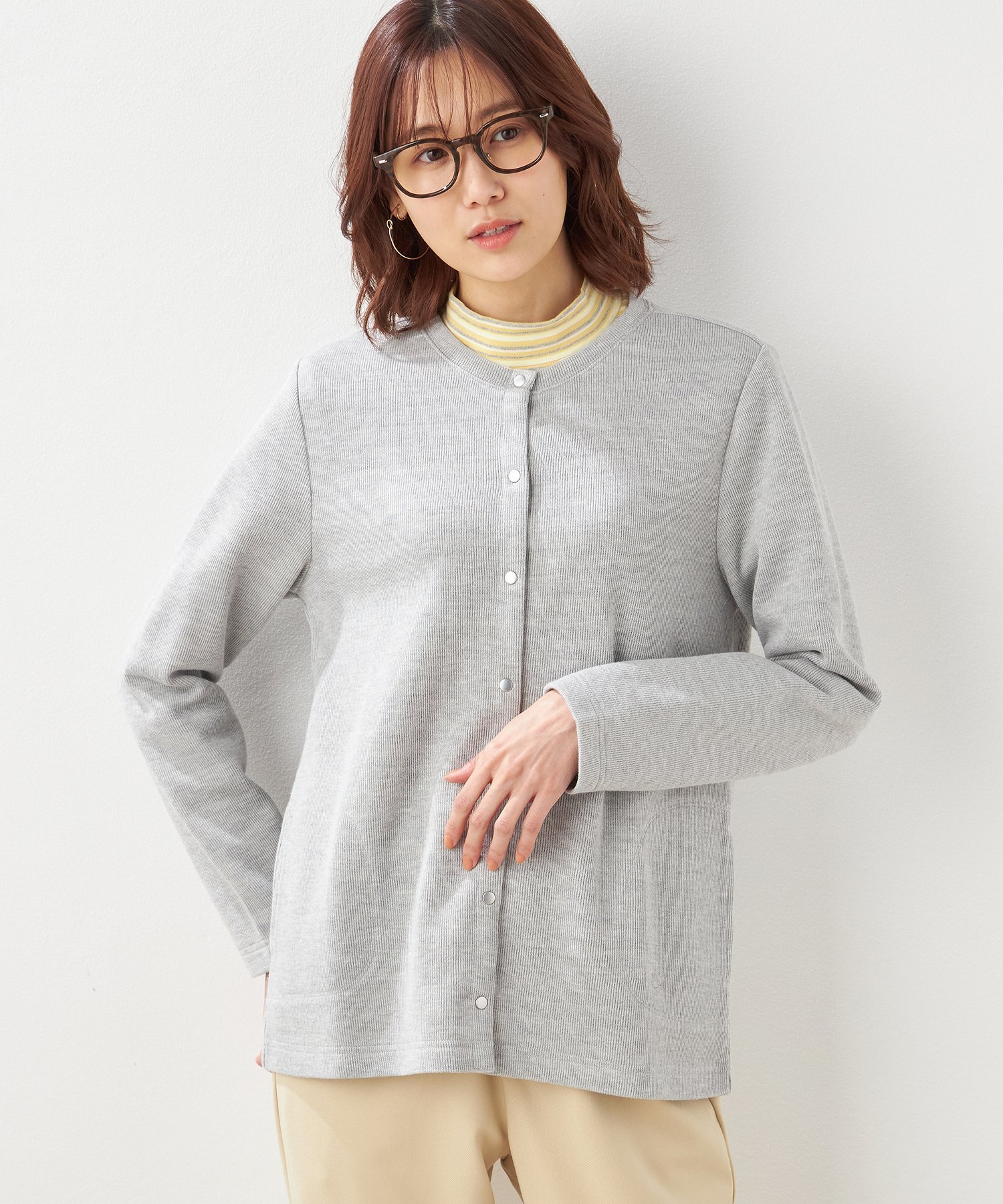 【SALE／40%OFF】DECOY SINCE 1981 ダブルフェイスカーディガン デコイシンス1981 トップス カーディガン グレー ネイビー ベージュのサムネイル