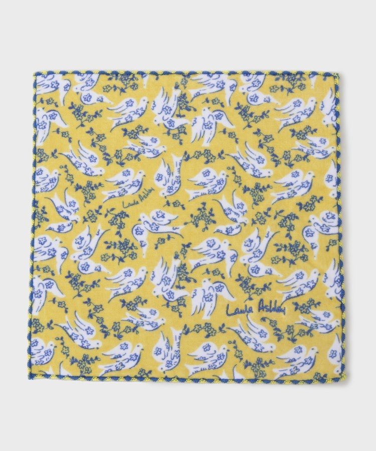 LAURA ASHLEY HOME 【キャノンビー ドーヴズ】柄 プリントタオルハンカチ ローラ アシュレイ ファッション雑貨 ハンカチ・ハンドタオル ブルー イエロー
