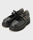 THE SHOP TK ダブルストラップ厚底シューズ ザ ショップ ティーケー シューズ・靴 レースアップ・ドレスシューズ ブラック【送料無料】