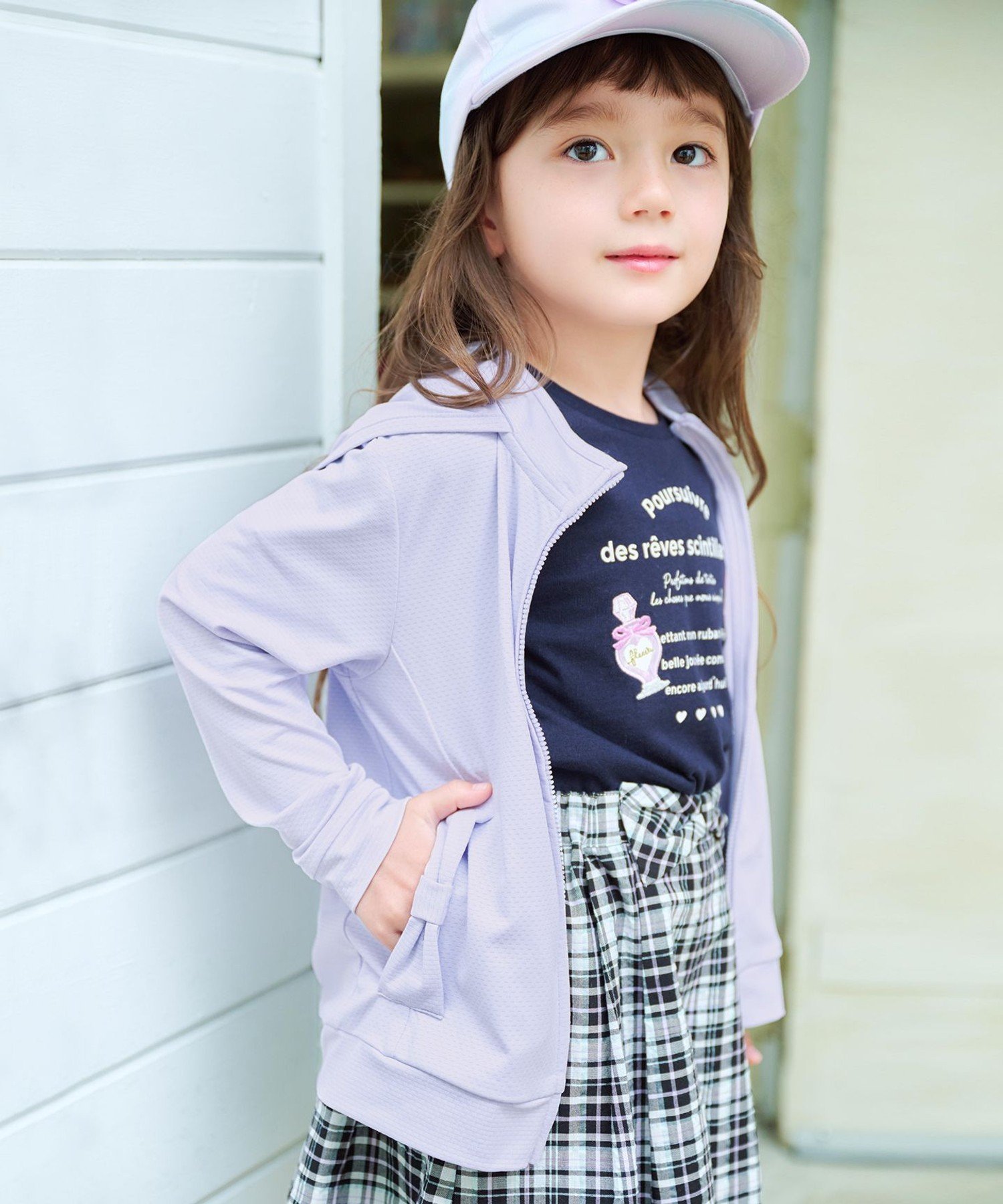 【SALE／40%OFF】any FAM KIDS UVカット リボンパーカー エニィファム ジャケット・アウター その他のジャケット・アウター ブルー パープル ネイビー