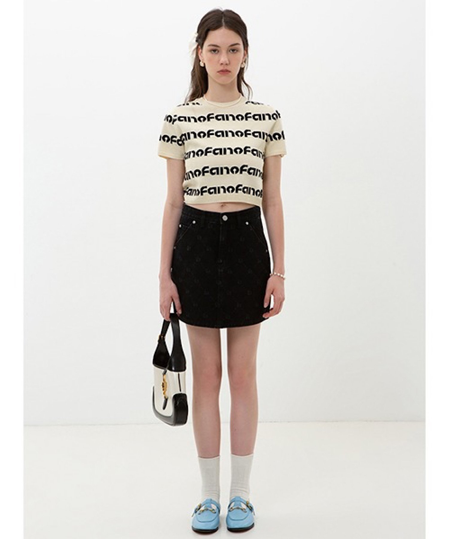 Fano Studios クロップド ロゴニットtee FX22S153 Fano Studios チュクラ トップス カットソー・Tシャツ ベージュ【送料無料】