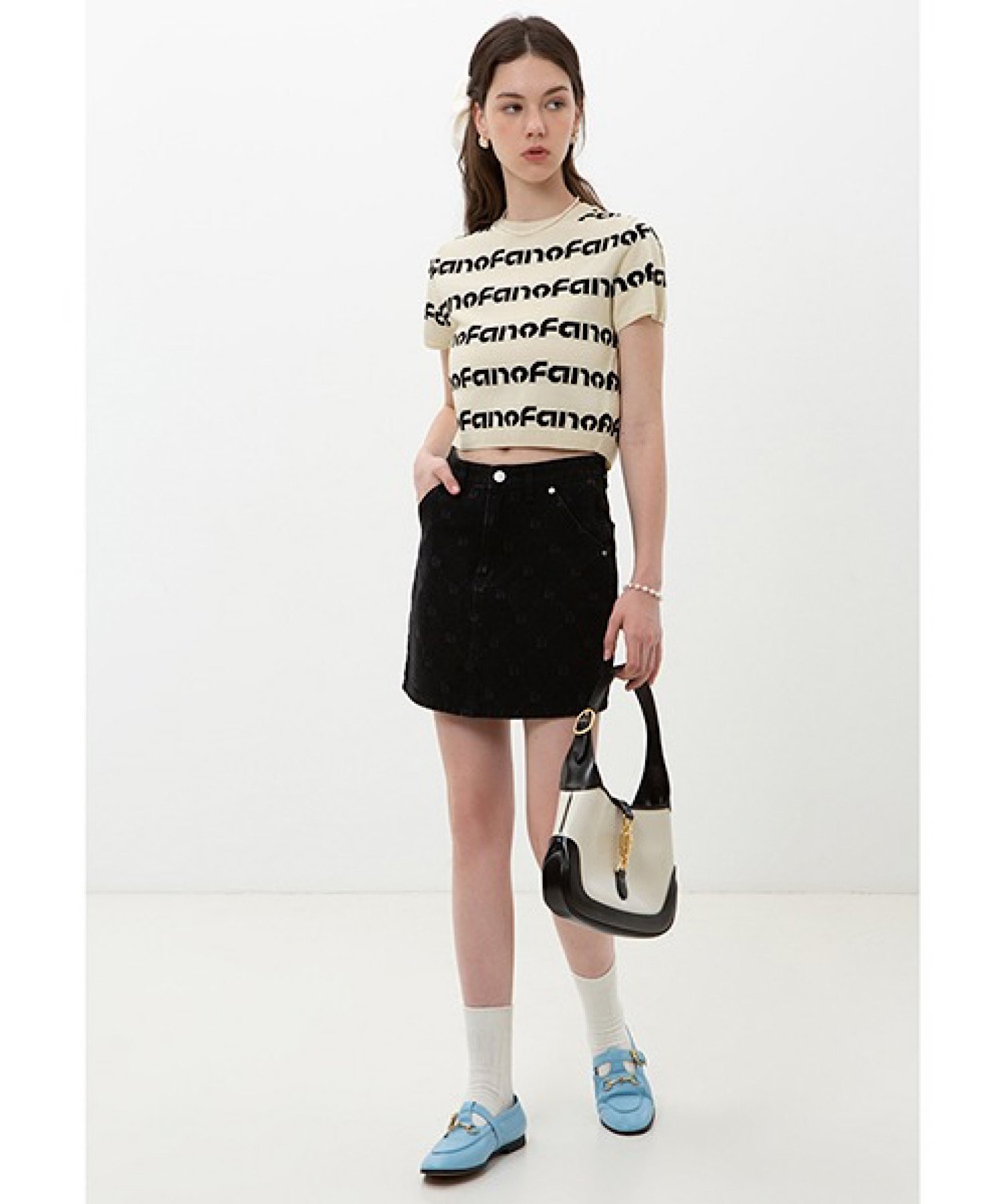 Fano Studios クロップド ロゴニットtee FX22S153 Fano Studios チュクラ トップス カットソー・Tシャツ ベージュ【送料無料】
