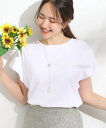 【SALE/20%OFF】SHOO・LA・RUE 【汗ジミ防止/ひんやり/UV】フリルスリーブTシャツ シューラルー トップス カットソー・Tシャツ グリーン ブラウン ブラック ホワイト