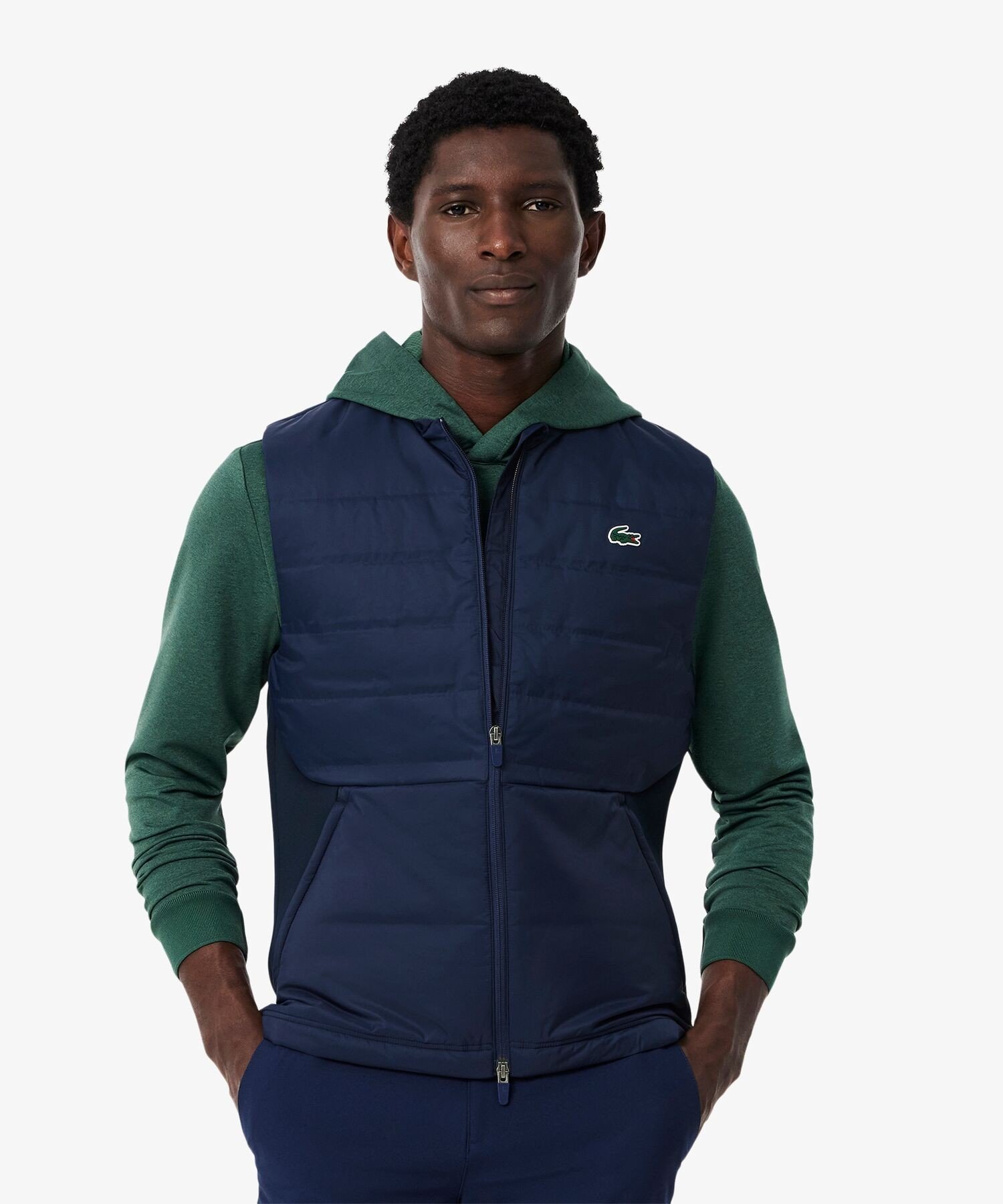 LACOSTE キルティング切り替え中綿ベスト ラコステ ジャケット・アウター ダウンジャケット・ダウンベスト ベージュ ネイビー【送料無料】