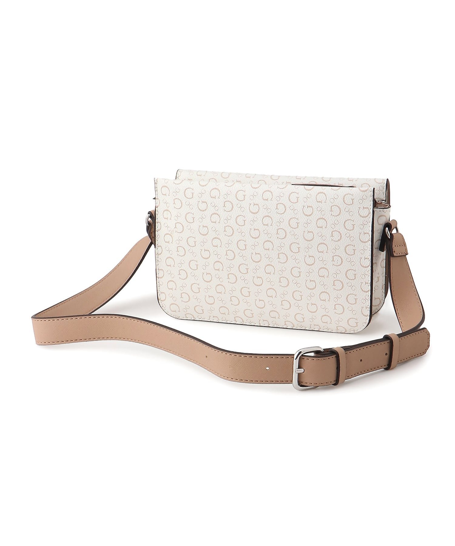 GUESS/(W)BURNABY Mini Crossbody Flap ボディバッグ ウエストポーチ ショルダーバッグ ゲス バッグ ボディバッグ・ウエストポーチ ホワイト ブラック