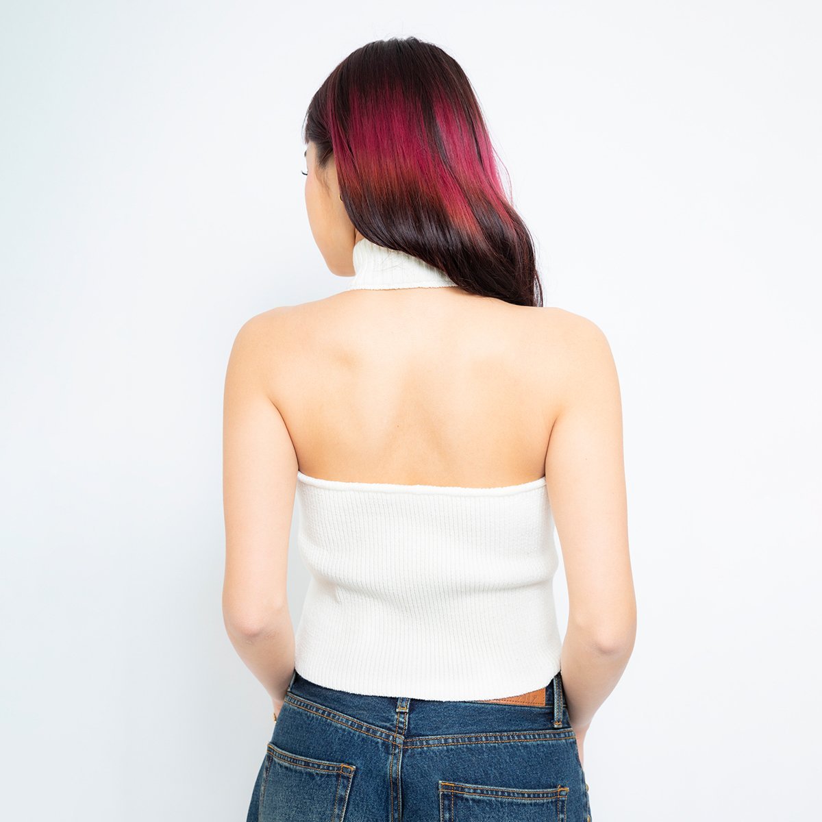 atmos pink atmos pink Choker Neck Knit Top OFF WHITE アトモス トップス ニット ホワイト