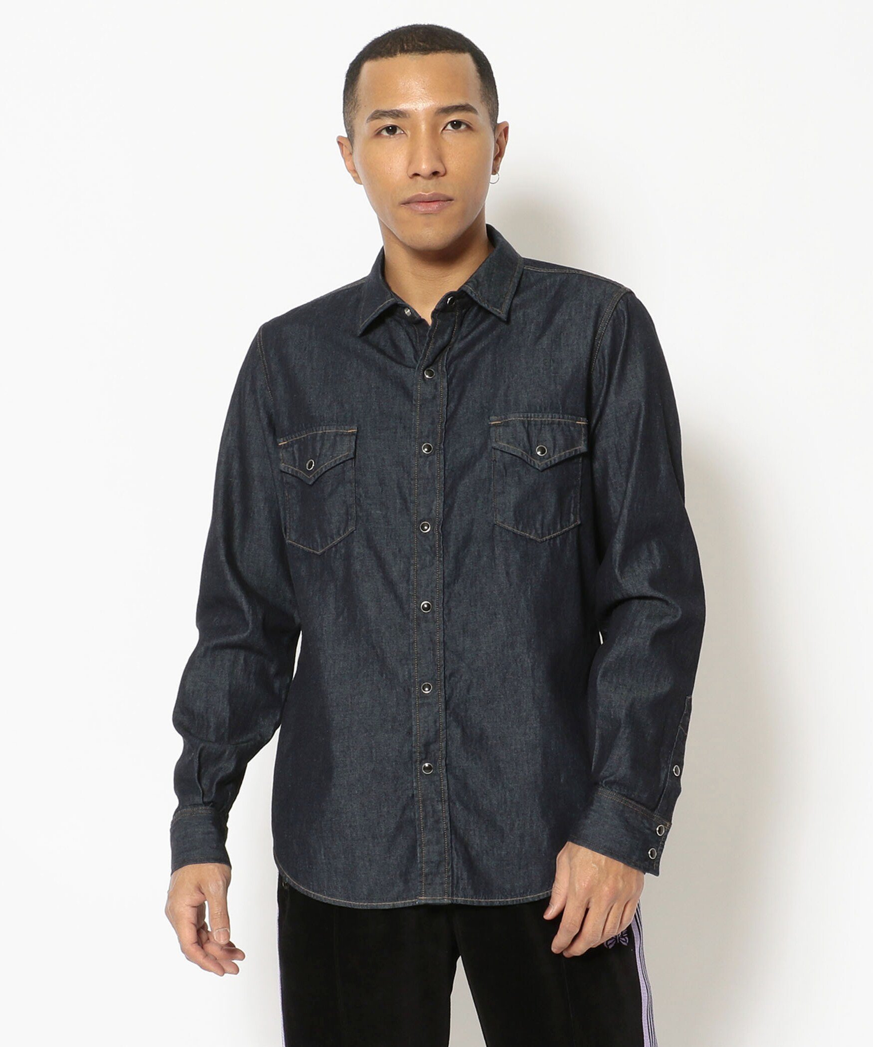 B 039 2nd MINEDENIM(マインデニム)DENIM WESTERN SHIRTS/デニムウエスタンシャツ ビーセカンド トップス シャツ ブラウス ブルー ブラック【送料無料】